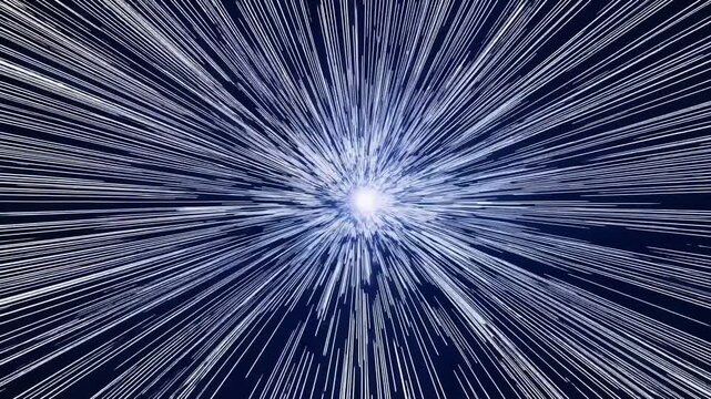 The video showcases a dynamic, futuristic concept with streaks of light simulating a warp-speed effect, using a central perspective camera angle.