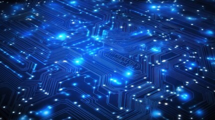 Obraz premium Abstract glowing blue circuit board.