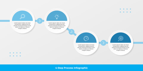 Business process infographic with four steps and icons
