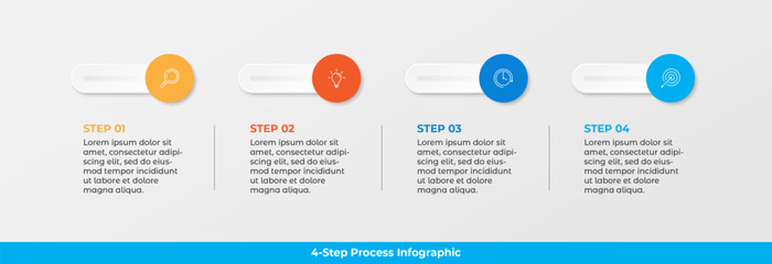 Business process infographic with four steps and icons