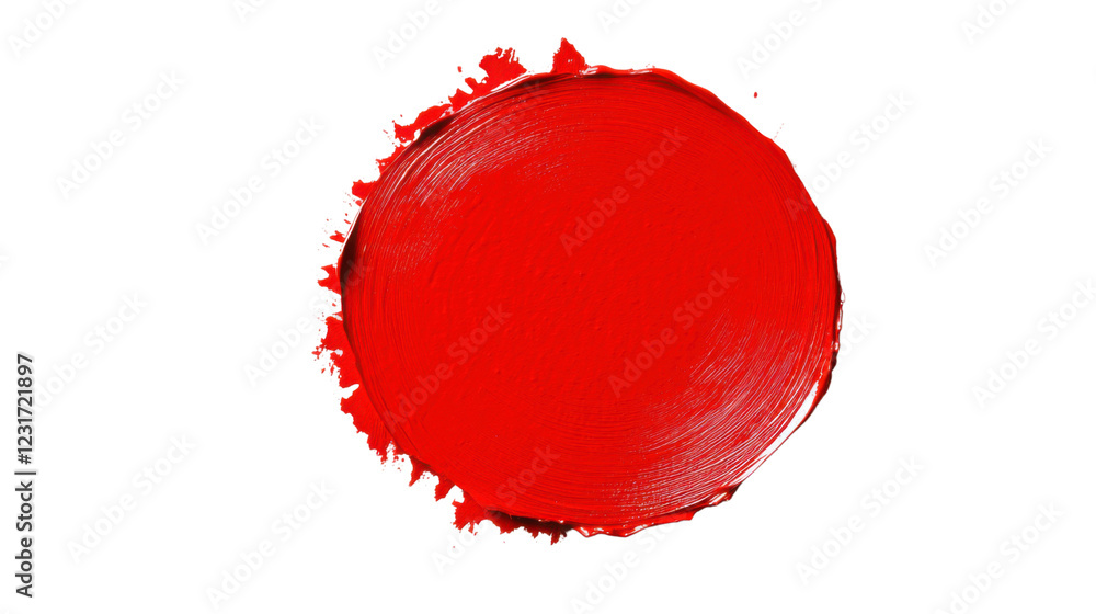 Poster red paint stroke creating a bold circular shape on transparent background