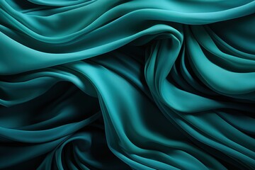 Obraz premium Teal silk fabric swirls, studio backdrop, luxurious texture, design element