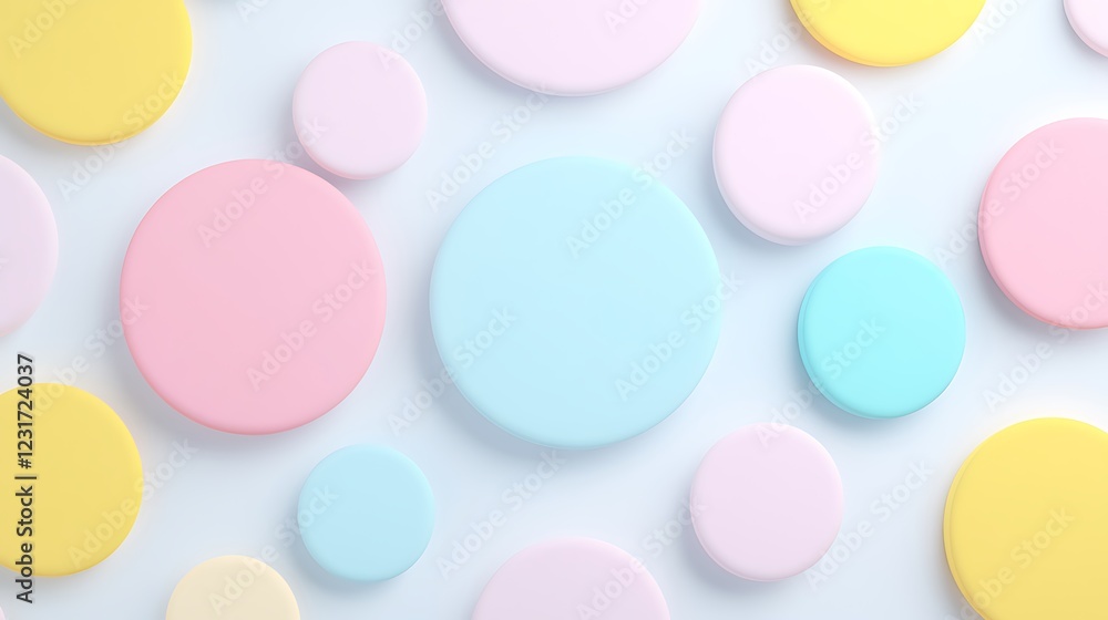 Poster decorative and playful circles in soft pastels on light background for modern design and creative pr