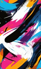 Abstract Vibrant Brushstrokes Painting  Colorful Swirls  Modern Art Texture