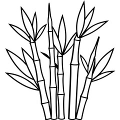 Artistic Bamboo Shoots Vector Outline