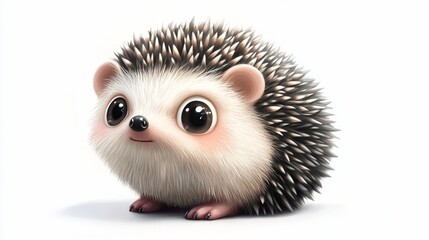 Cute cartoon hedgehog posing, white background, digital art, children's book illustration