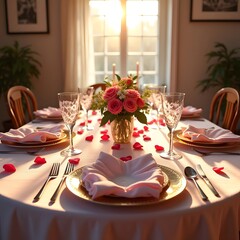 Fototapeta premium Bask in Romantic Elegance A Stunning Valentine's Day Tablescape