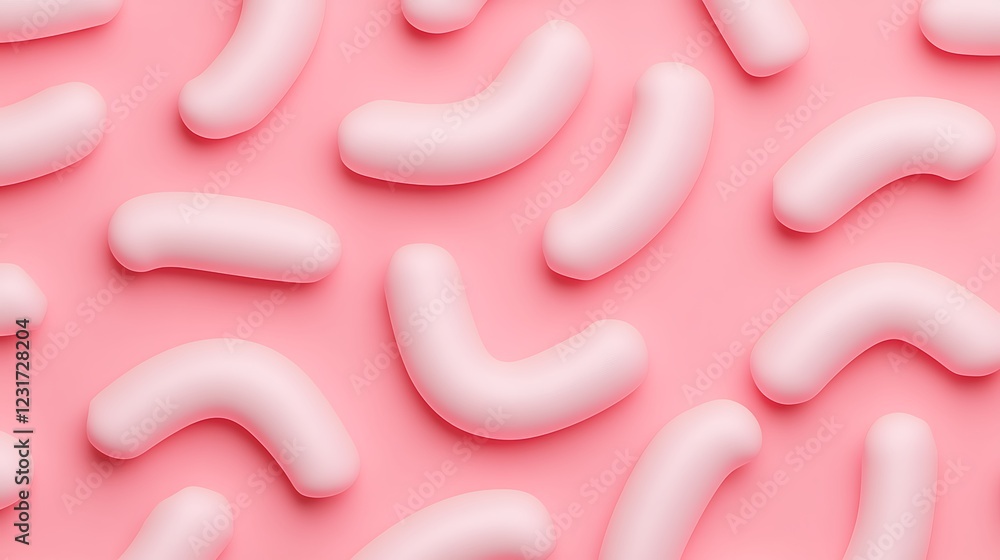 Poster Playful pastel pink background with soft curvy shapes creating a dynamic abstract composition for creative projects