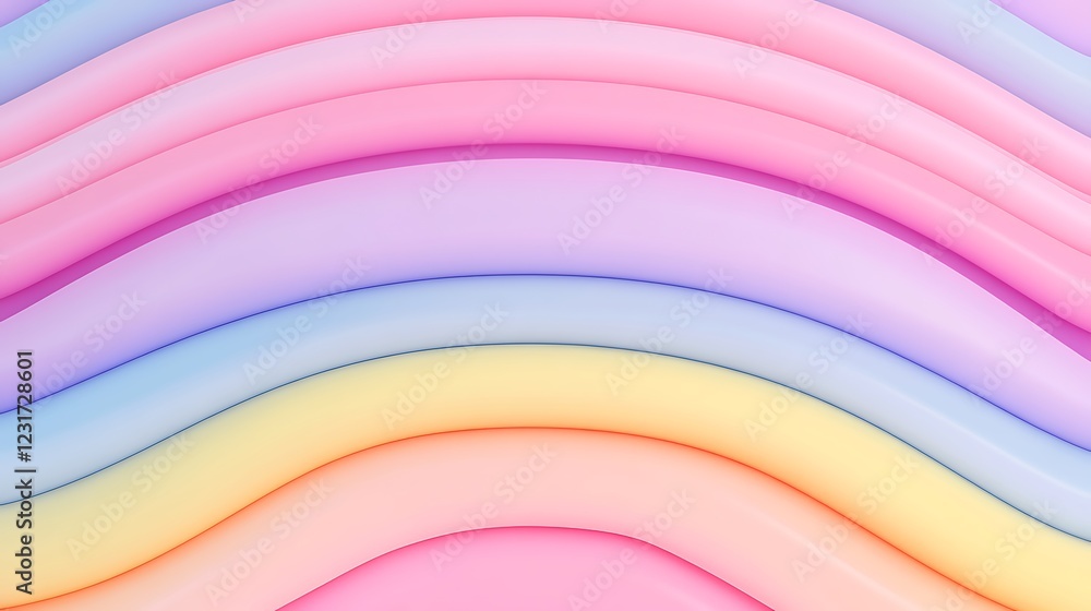 Poster soft and dreamy pastel waves creating a calm and serene background for creative designs and artistic