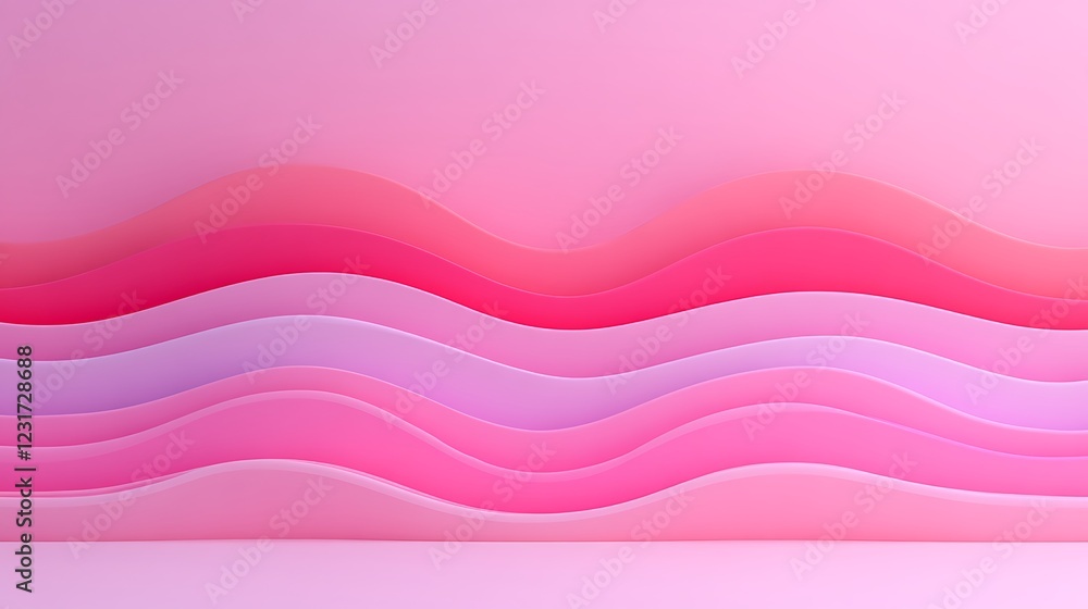 Poster soft and flowing waves in shades of pink on a smooth background for creative design projects