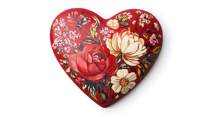? Heart-shaped Valentine?s Day card with a romantic poem and floral accents isolated on white background in HD