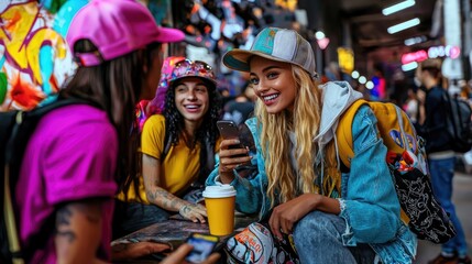 Vibrant Youth Embracing Street Style in Urban Setting