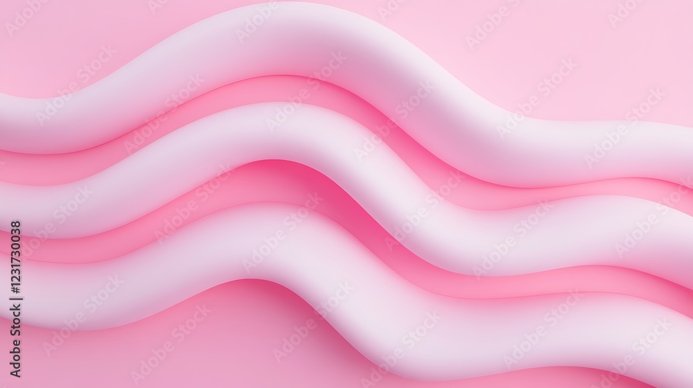 Poster soft curved white waves on pink background creating a calming and modern abstract design for creativ