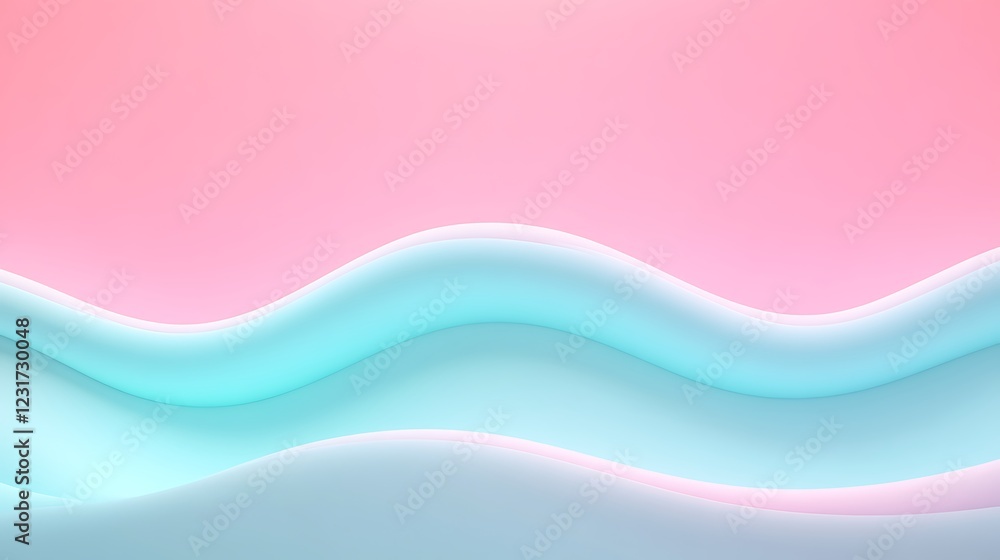 Poster soft curves and waves in pastel colors creating a calming and serene background for various creative