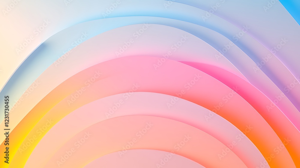 Poster soft gradient waves in pastel colors creating a serene and dreamy abstract background design