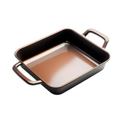 Sleek Non-Stick Brownie Pan with Copper Tray and Black Handle Isolated on Transparent Background