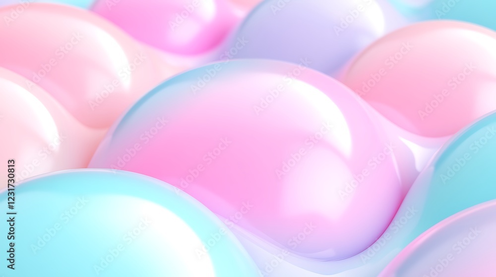 Poster soft pastel bubbles in fluid motion creating a dreamy colorful abstract background for design and ar