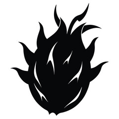 Dragon Fruit Silhouette Vector Art Illustration and Black Color Dragon Fruit Artwork Design
