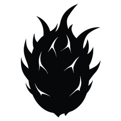Dragon Fruit Silhouette Vector Art Illustration and Black Color Dragon Fruit Artwork Design