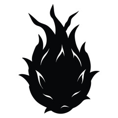 Dragon Fruit Silhouette Vector Art Illustration and Black Color Dragon Fruit Artwork Design