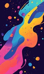 Abstract Colorful Fluid Paint Swirls Background
