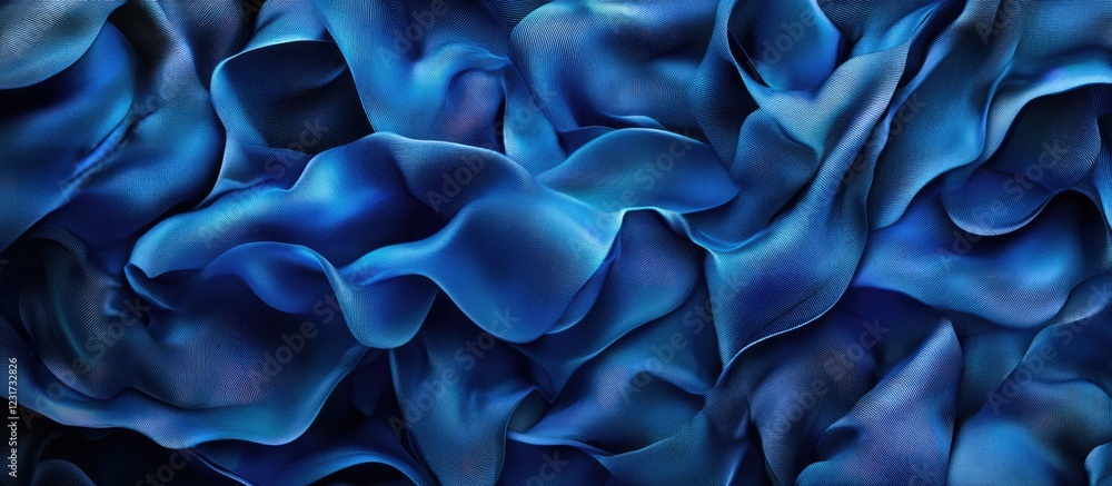 Aufkleber vibrant deep blue fluid texture with soft waves illuminated in varied shades creating an elegant bac