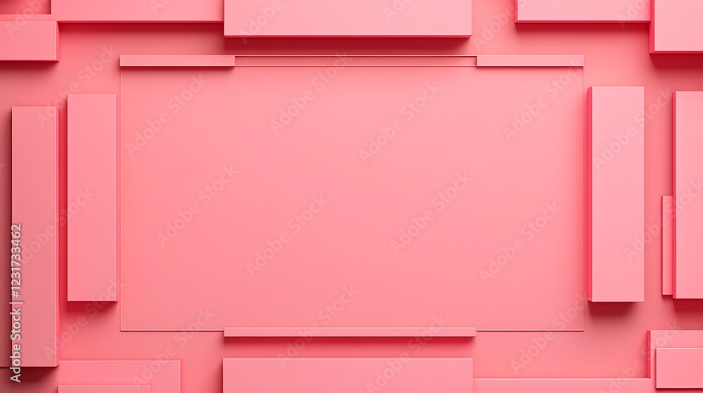 Poster soft pastel pink background with geometric shapes and empty space for text or graphics in minimalist