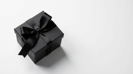 A sophisticated black gift box with a sleek ribbon, perfect for a special occasion or celebratory moment.