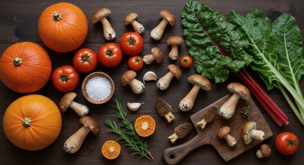 Autumn Harvest Pumpkins Mushrooms Tomatoes Recipe Inspiration