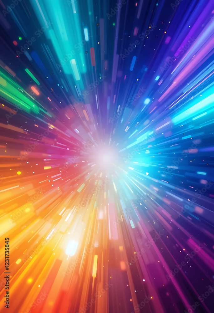 Poster vibrant light rays exploding from central point