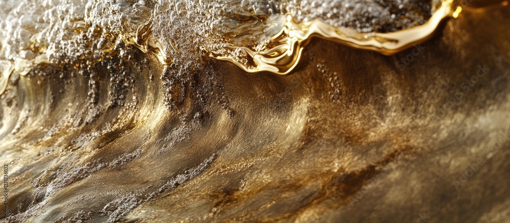 Aufkleber golden velvety liquid surface with flowing fluid dynamics showcasing elegant textures and rich tones