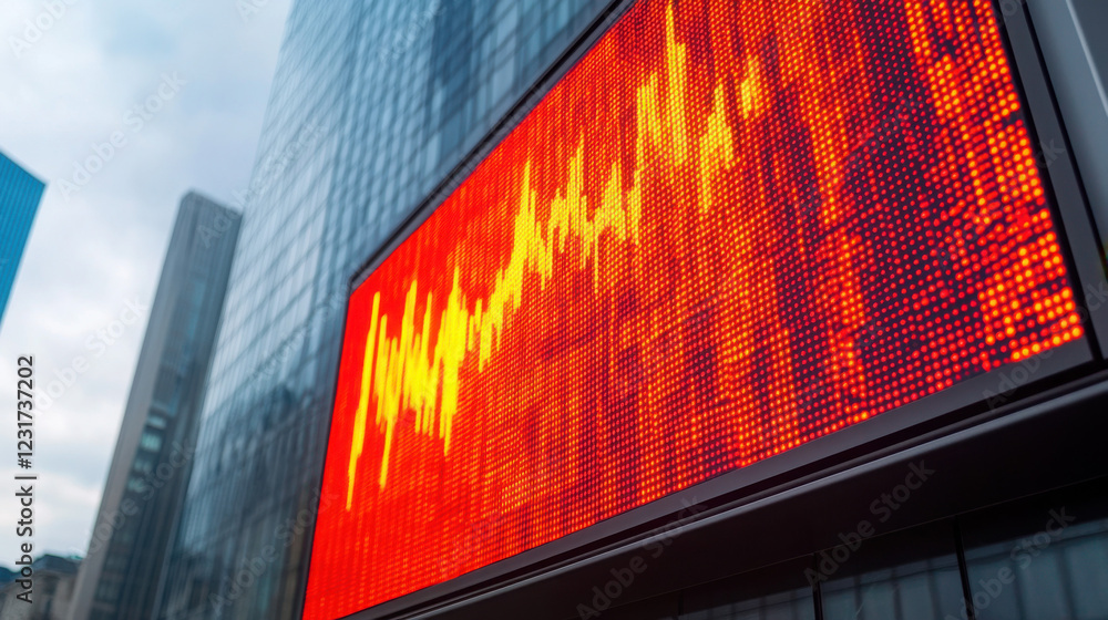 Poster Dynamic digital stock market display with vibrant color patterns.