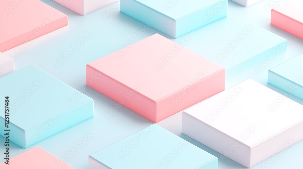 Poster Stylish Minimalist Arrangement of Colorful Pastel Square Boxes on a Soft Background for Creative Design Projects