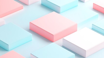 Fototapeta premium Stylish Minimalist Arrangement of Colorful Pastel Square Boxes on a Soft Background for Creative Design Projects