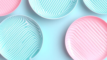 Stylish Minimalist Plates in Soft Pink and Blue Tones with Modern Pattern Designs for Elegant Table Settings