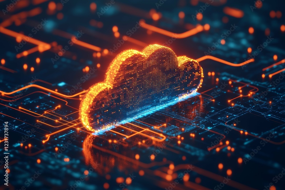 Poster futuristic cloud technology concept with digital circuit network background