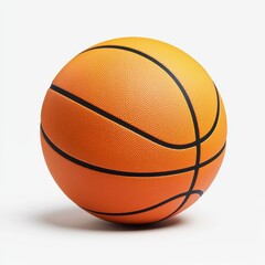 Fototapeta premium Standard official-size basketball with natural grip lines, placed on a bright white background