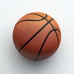 Fototapeta premium Standard official-size basketball with natural grip lines, placed on a bright white background
