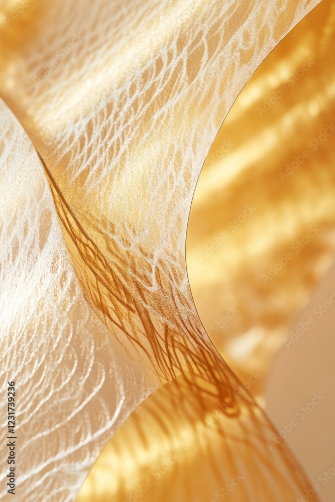 Poster close-up of abstract golden light and shadow patterns on a textured surface, evoking warmth and eleg