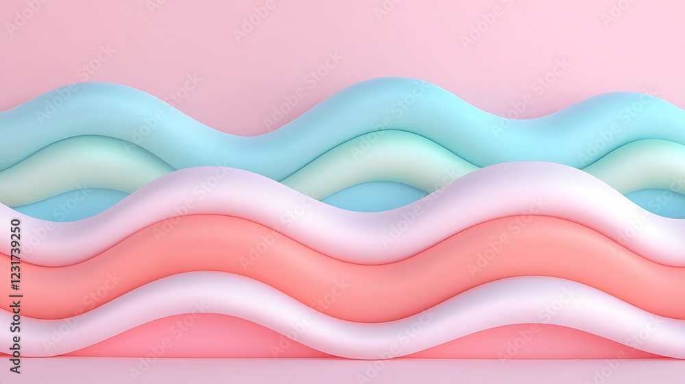 Poster wavy abstract background design with soft pastel colors in gentle curves for creative projects and t