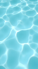 Detailed view of clear water ripples in a light blue swimming pool, showing natural patterns, sunlight reflections and soft textures. Ideal for creating calm and refreshing visuals.