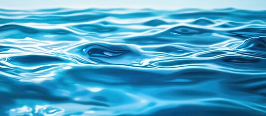 Fototapeta premium Acrylic art texture in vibrant blue water creates a captivating wallpaper with smooth wave patterns and shimmering highlights in the foreground.