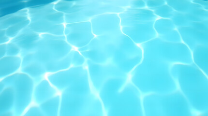 Obraz premium Detailed view of clear water ripples in a light blue swimming pool, showing natural patterns, sunlight reflections and soft textures. Ideal for creating calm and refreshing visuals.