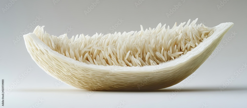 Aufkleber cross section of white rice grain displaying unique texture in soft white tones with intricate patte