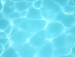 Obraz premium Detailed view of clear water ripples in a light blue swimming pool, showing natural patterns, sunlight reflections and soft textures. Ideal for creating calm and refreshing visuals.
