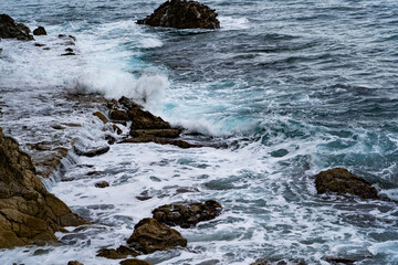 sea ​​foam in blue water - background, photo wallpaper