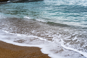 sea ​​foam in blue water - background, photo wallpaper