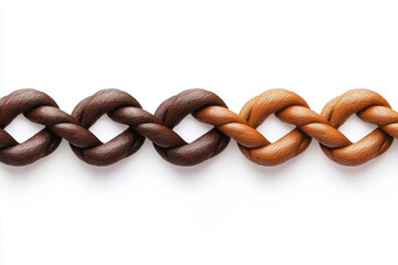 Obraz premium Cultural Diversity. Interwoven hair strands in various shades on white background