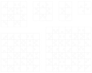 Obraz premium Illustration of six white puzzles, separate parts 