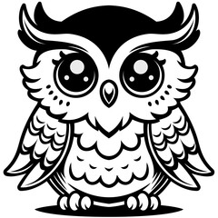 Cute Owl | Owl | Wildlife | Owl with Flowers | Night Bird | Wild Animal | Baby Owl Animal | Nocturnal Animal | Original Illustration | Vector and Clipart | Cutfile and Stencil